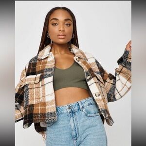 Garage cropped shacket